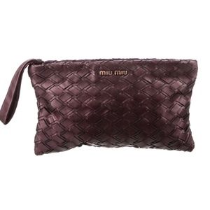 MIU MIU Leather Woven Clutch